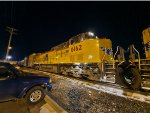 UP 6162 Glows in the UP Green River Depot's LED Parking Lot Lights As She Waits to Head westbound towards UP Ogden, Utah:))).